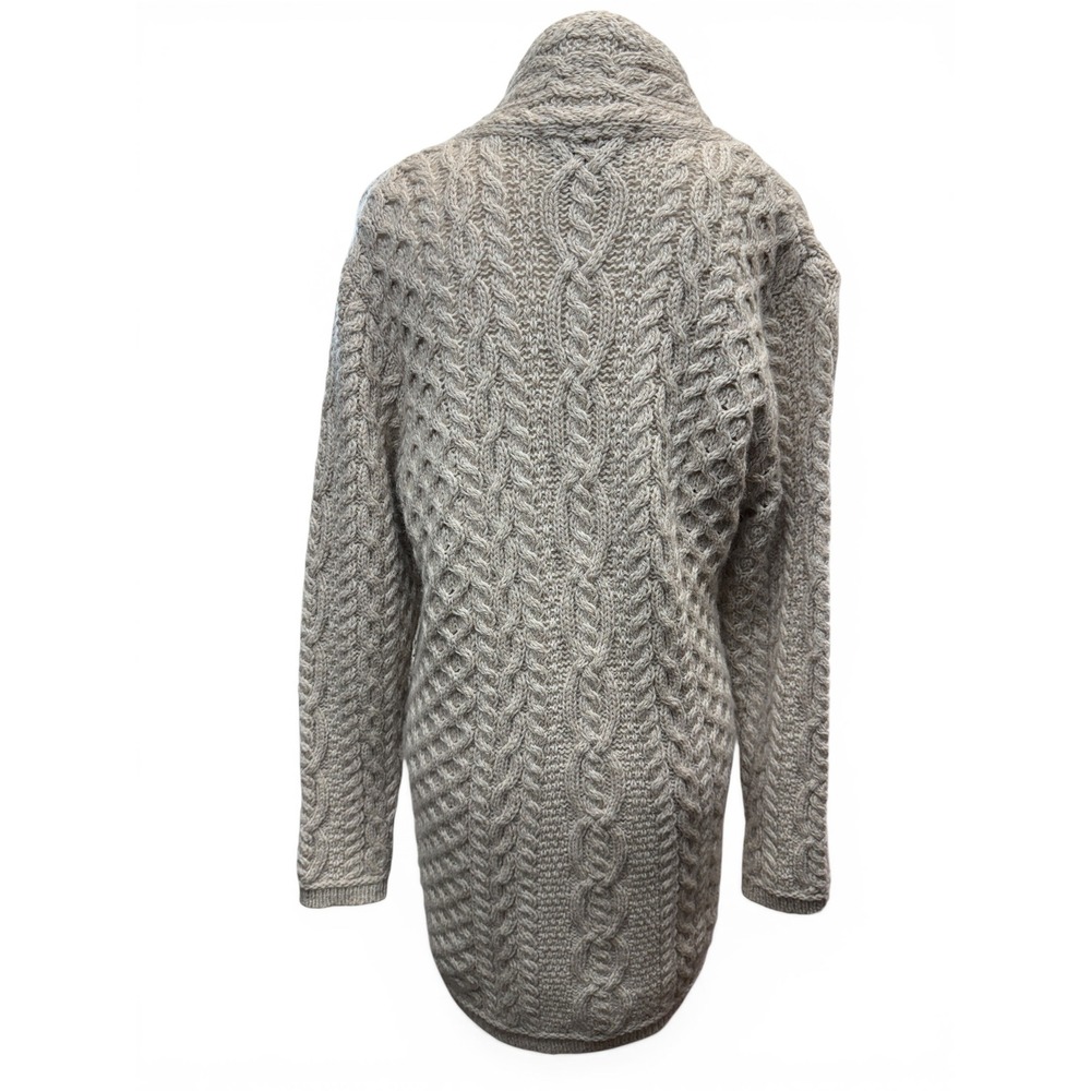 Aran Crafts Ireland 100% Merino Wool Sweater Women M Cable Knit Cardigan Beige - Picture 5 of 8